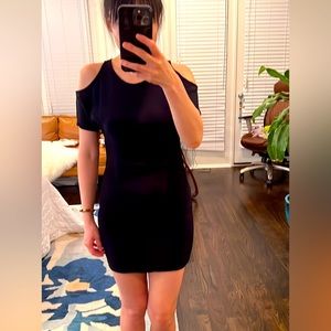 Sandro cold shoulder black mini dress - size 1